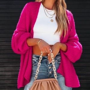 Cardigan 1.State hot pink S Cardigan cozy sweater